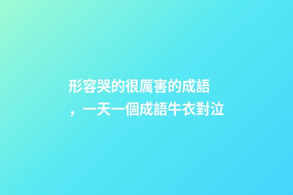 形容哭的很厲害的成語，一天一個成語牛衣對泣